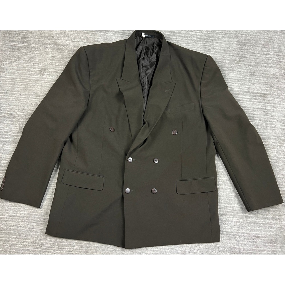 Vanderbilt Blazer Mens 50L Olive Brown Double Breasted Peak Lapel Formal Jacket